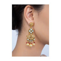 Long Traditional Earring With Kundan And Pearls Online - Kalki Fashion