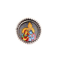 Lord Radha And Krishna Handmade Painting Silver Ring Made In Sterling Silver By Sangeeta Boochra