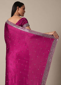 Luxe Wine Saree With Stone Embellishments