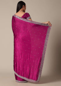 Luxe Wine Saree With Stone Embellishments