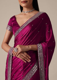 Luxe Wine Saree With Stone Embellishments