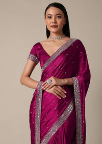 Luxe Wine Saree With Stone Embellishments