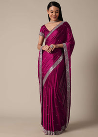 Luxe Wine Saree With Stone Embellishments