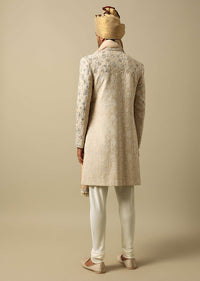Luxurious Beige Silk Sherwani