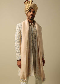 Luxurious Beige Silk Sherwani