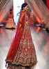 Red Lehenga And A Crop Top In Royal Heritage Embroidery, Bustier Comes In Sleeveless With Back Hooks Closure