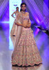 Pastel Pink Lehenga With A Crop Top In Multi-Colored Resham Embroidery, Crop Top Comes In Sleeveless With Scalloped Neckline