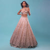 Powder Pink Lehenga And A Crop Top In Floral Resham Embroidery, Crop Top Comes In Spagetti Strap And Corset Neckline