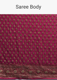 Magenta Banarasi Saree In Georgette With Weaved Buttis And Stone Work