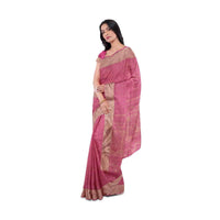 Magenta banarasi silk saree with matching blouse piece only on Kalki