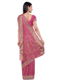 Magenta banarasi silk saree with matching blouse piece only on Kalki