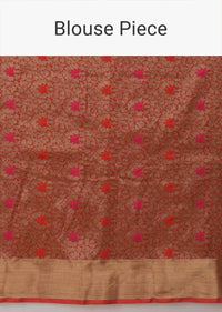 Magenta Pink Pure Handloom Saree In Tussar Silk With Stripes And Woven Floral Border Online - Kalki Fashion