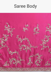 Magenta Saree In Satin With Embellished Floral Pattern Online - Kalki Fashion