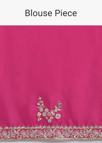 Magenta Saree In Satin With Embellished Floral Pattern Online - Kalki Fashion