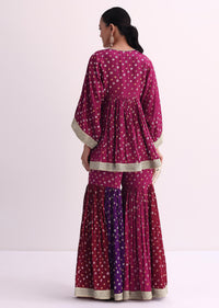 Magenta Pink Crepe Bandhani Print Sharara Set