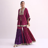 Magenta Pink Crepe Bandhani Print Sharara Set