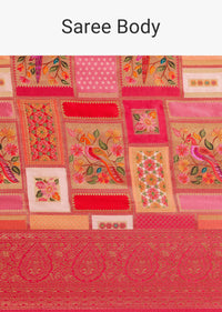 Magenta Pink Satin Silk Saree With Woven Work
