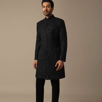 Majestic Black Sherwani Ensemble