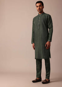 Majestic Green Silk Sherwani Set