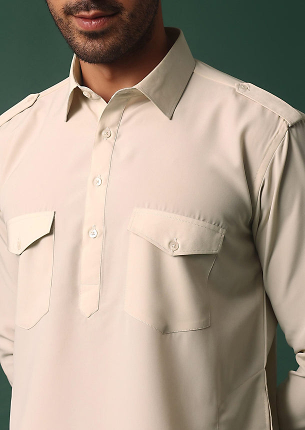 Majestic Ivory White Pathani Kurta Set