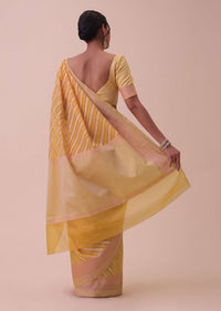 Marigold Yellow Handloom Chanderi Kora Silk Saree