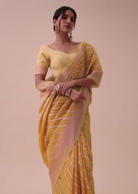 Marigold Yellow Handloom Chanderi Kora Silk Saree