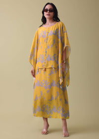 Marigold Yellow Tie Dye Kurti In Cotton