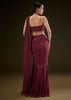 Maroon Corset Embroidered Blouse With Pre Stitched Draped Saree