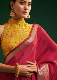 Maroon Dola Silk Saree With Zari Woven Border And Pallu