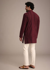 Maroon Kurta Set With Patch Work