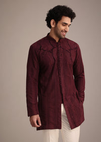 Maroon Kurta Set With Patch Work