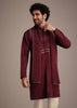 Maroon Mirror Embroidered Kurta Set With Dupatta