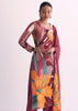 Maroon Red Abstract Floral Print Kurti Pant Set With Dupatta