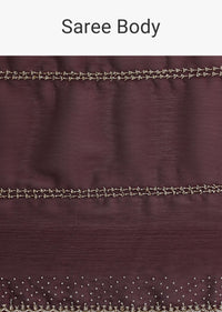 Maroon Red Chinon Silk Saree With Cut Dana Work And Unstitched Blouse