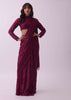 Maroon Red Sequins Saree And Blouse With Tassels And Crystals