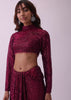 Maroon Red Sequins Saree And Blouse With Tassels And Crystals