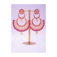 Matte finish fuchsia pink chandbali earring only on kalki