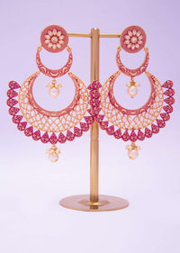 Matte finish fuchsia pink chandbali earring only on kalki