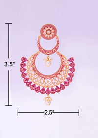 Matte finish fuchsia pink chandbali earring only on kalki