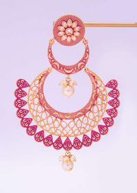 Matte finish fuchsia pink chandbali earring only on kalki
