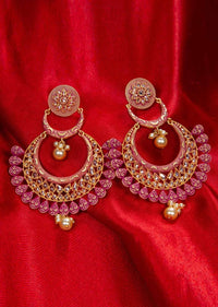 Matte finish fuchsia pink chandbali earring only on kalki