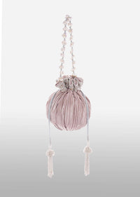 Mauve And Silver Potli Bag In Silk With Woven Silver Stripes And Cut Dana Embroidery Online - Kalki Fashion