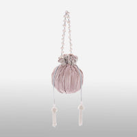 Mauve And Silver Potli Bag In Silk With Woven Silver Stripes And Cut Dana Embroidery Online - Kalki Fashion