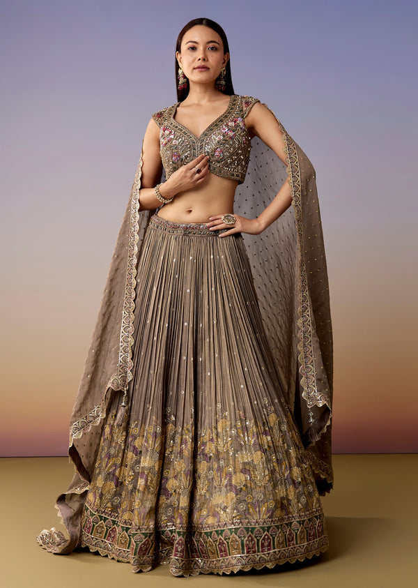 Mauve Embellished Bridesmaid Lehenga Set