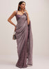 Mauve Half AndHalf Sequins Embroidered Saree