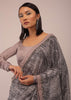 Mauve Purple Satin Saree In Sequins Embroidery With A Crop Top In Full Sleeves And A Round Neckline