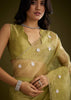 Mehandi Green Tissue Saree With Sequin Floral Embroidery