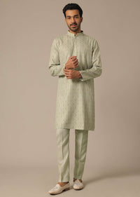 Mehendi Green Cotton Embroidered Kurta Set