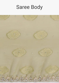 Mehendi Green Embroidered Saree And Unstitched Blouse