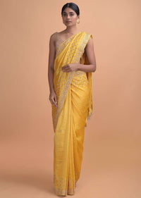 Mellow Yellow Saree In Cotton Silk With Salli Fringes On The Pallu And Buttis Online - Kalki Online